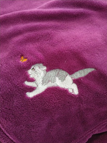 Bild von Fleece Decke Katze mit Schmetterling