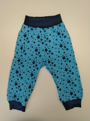 Bild von Pumphose Gr. 80 Sweat Petrol Sterne auf h'blau